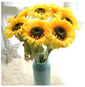 زهور صناعية رخيصة بالجملة 2024 زهور بلاستيكية محاكاة ديكور عباد الشمس لديكور المنزل