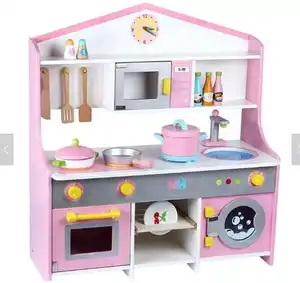 热卖环保厨房木制玩具套装高品质男孩女孩假装游戏玩具
