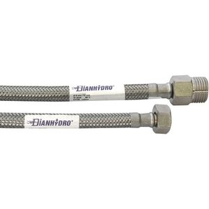 Tuyau de plomberie flexible en acier inoxydable et laiton de 25 cm MF 3/8 X 1/2, design moderne, finition chromée, pour salles de bain, toilettes et douches - Product Image 1