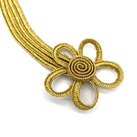 Boutons de costume de performance de style Tang, tressés, à motifs floraux, avec fils dorés et argentés, à double tête, en forme de fleur de prunier à cinq pétales