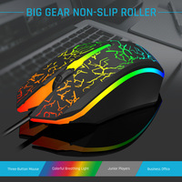 Mouse Game berkabel USB optik komputer, Mouse DPI hingga 3600 ergonomis, Mouse Game PC dengan LED RGB