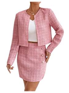 Women's 2-Piece Casual Suit <b>Set</b> Solid Pattern Polyester Worsted Fabric Breathable Anti-Wrinkle Full Sleeve <b>Blazer</b> <b>Skirt</b> - Product Image 2