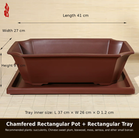 Pot de fleurs rectangulaire en résine pour extérieur, jardin, usage domestique, style chinois, base de pot pour bonsaï Bougainvillea Montagne Verte