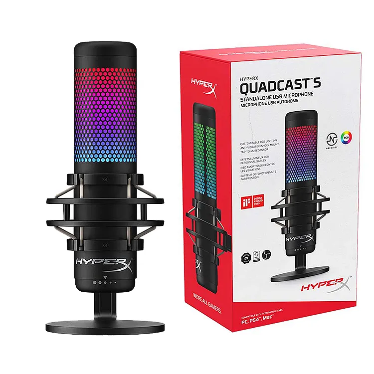 Kingston HyperX Quadcast s podcast usb studio microphones RGB gaming wireless microphone