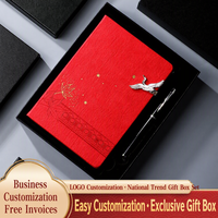 Service OEM/ODM, coffret cadeau en cuir gaufré traditionnel chinois de qualité supérieure, ensemble stylo et carnet de notes A5 personnalisable