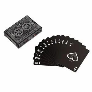 Оптовая продажа, логотип экологически чистых игр для казино, бумажные черные игральные карты на заказ, размер покера
