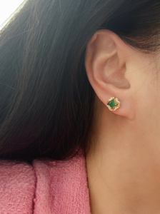 Pendientes de Esmeralda Natural en Oro Sólido de 18K, Joyería Fina AU750, Listos para Enviar, Venta Caliente Xinfly - Product Image 4