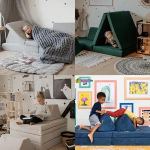 Tempat Tidur untuk Kursi Busa Mini Set Bayi Anak Modular Ruangan Lipat Lembut Tiup dan Mebel Malas Anak-anak Bermain Sofa