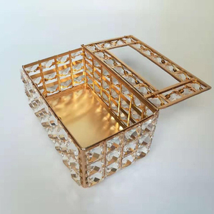 Crystal Rectangular Tissue Box Cover Sparkling Tissue Holder with Stationery Remote Box Decorative Tissue Pen Remote Organizer