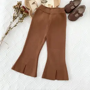 Warm Child Leggings Autumn And Winter New Wool Flared Pants Core Yarn Slit Flared Pants Winter Thick Fluffy Fleece