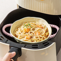 Bol à soupe en céramique binaurale avec poignée, compatible micro-ondes, style pastoral, design vintage de luxe léger