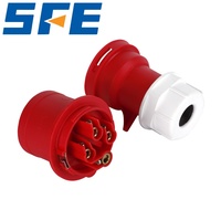 Connecteur mâle industriel électrique SFE CE 16A 32A IP67 en laiton massif et nylon, rouge, 4 broches, 6H positions, IP44