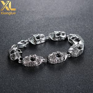 Pulsera de Eslabones de Acero Inoxidable 316L Vintage de la Mejor Calidad, 20-22mm de Longitud, con Tallado de Calavera, Regalo para Hombres - Product Image 3