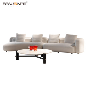 Canapé Bézier, canapé modulaire incurvé minimaliste italien, canapé en tissu et cuir de luxe pour salon - Product Image 4