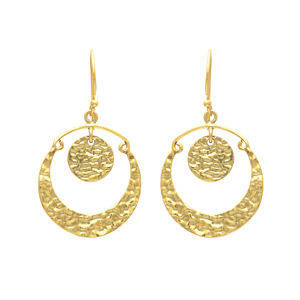 Boucles d'oreilles pendantes lune texturée plaqué or pour femmes Offre Spéciale Style tendance mignon pour les mariages et les fêtes - Product Image 1