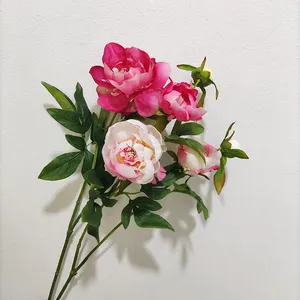 Luxury European Cored Silk Peony Wedding Favors Fake Peonies Artificial Flowers For Decoration