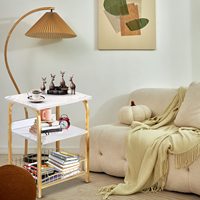 Table d'appoint blanche personnalisée pour salon, chambre, cuisine et bureau, avec 3 niveaux de rangement