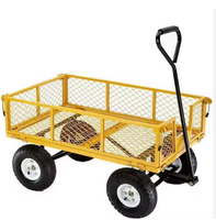 Chariot de jardin robuste en fonte, pliable, pneumatique 3.50-4, chariot à main à quatre roues, plateforme en maille, outils OEM, charge 250 kg
