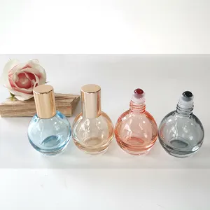 Ready to ship 10ml bulb-shape round glass bottle crystal roller bottle with gemstone roller for essential oils perfumes