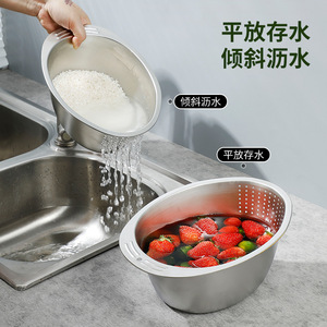 Cesta coladora de acero inoxidable 304 de grado alimenticio para lavar arroz y drenar alimentos, para uso en cocina - Product Image 3