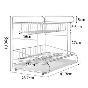 Égouttoir à vaisselle double couche en acier inoxydable 304 avec plateau, séchage rapide, support de rangement de cuisine, taille L, carré - Product Image 3