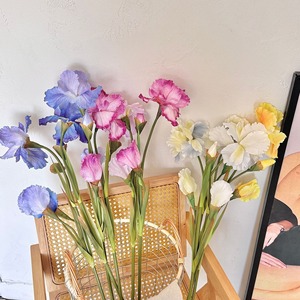 Fleurs d'<span class=keywords><strong>iris</strong></span> artificielles style peinture à l'huile, toucher réel, pour mariage, décoration intérieure, hôtel, ameublement doux, accessoires de photographie - Product Image 1