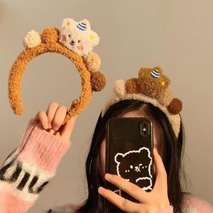 Bear <b>Headband</b> Plush High Crown For Women Face Washing Cute <b>Fluffy</b> Hairband Fall 2024 Color Mix Yiwu Origin - Product Image 1