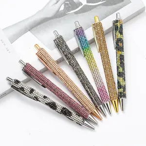 Hochwertiges Werbe geschenk Glitter Kugelschreiber Multi color Design Press Retract able Metal Diamond Pen