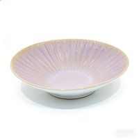 Service de table en céramique lavande artisanale aux tons pastel éthérés, 16 pièces - Style européen, prêt pour le pique-nique, compatible micro-ondes