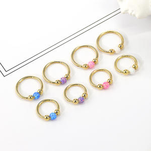 Anneau de nez, <span class=keywords><strong>piercing</strong></span> de septum et boucles d'oreilles en zircon 18G de 8mm/10mm pour femme, en acier inoxydable chirurgical 316L doré, cadeau de mariage - Product Image 4