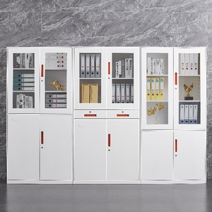 上部ガラス下部スチールドア5層オフィス用スチールファイリングキャビネット近代的なオフィス機器フラットファイルキャビネットロック付き - Product Image 4