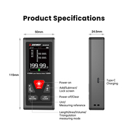 Télémètre laser double Sndway SW-DR, mesure bidirectionnelle en temps réel, outils laser magnétiques pour la maison, mesure de distance 120m/200m