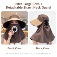 Chapeau de soleil pour homme en paille tressée, style châle, avec ventilateur solaire rechargeable intégré et protection faciale pour adulte