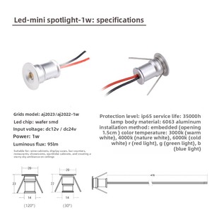 Mini projecteur encastré DC 12V/24V certifié CE en aluminium <span class=keywords><strong>LED</strong></span>, angle de faisceau 30-120°, température de couleur 3000K-6000K, IRC 80-89 <span class=keywords><strong>pour</strong></span> <span class=keywords><strong>cuisine</strong></span> et cave à vin - Product Image 4
