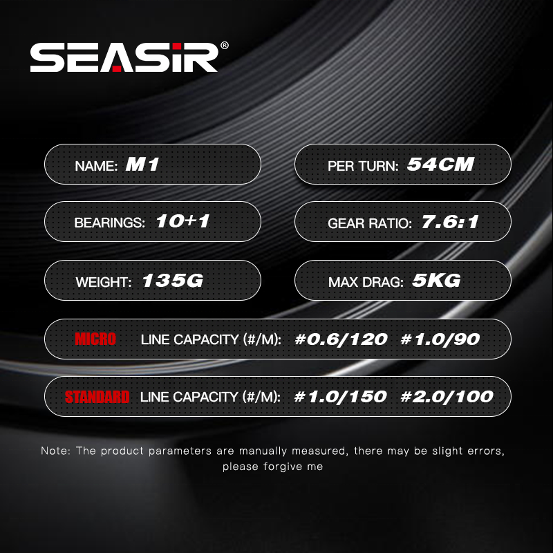 2023 SEASIR M1 10+1 BB Ultralight Fishing Reel, 135g Double Spool