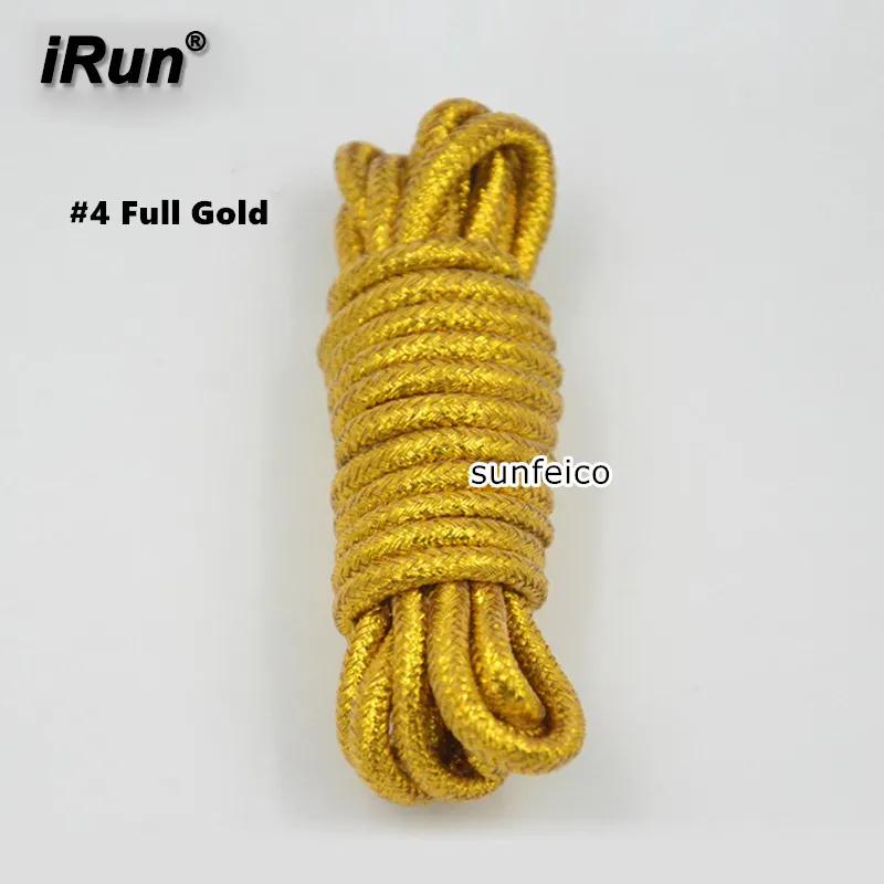 IRun Custom Fully Golden Rope Glitter Shoelace Sneakers Glitter Logo Tip Lace〜Custom Colorful Sports Metallic Glitter Rope Laces