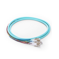 Kabel Pigtail Optik LC APC Fiber LC OM4 OM3 Multimode 12 Serat Pigtail Konektor SC 1m 2mm