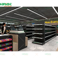Highbright One-Stop-Oplossing Heavy-Duty Metalen Supermarktrek 5-Shelf Gondels Solide Planken Voor Supermarkt