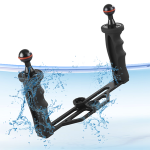 Estabilizador de bandeja de aluminio extensible con manijas dobles, empuñadura de soporte de mango de buceo para carcasa de cámara subacuática <span class=keywords><strong>Go</strong></span> <span class=keywords><strong>Pro</strong></span>/Canon/<span class=keywords><strong>Sony</strong></span> - Product Image 1