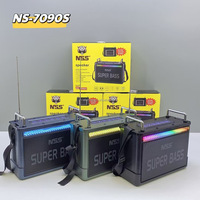 ELETREE NS-7090MIC Enceinte Stéréo Portable Solaire Bluetooth Boombox Radio FM Rechargeable avec Microphones