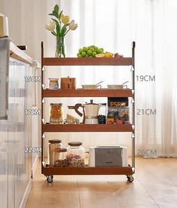 이동식 다층 대나무 카트 보관 주최자 트롤리 선반 스튜디오 다이닝 주방 거실 용 바퀴 - Product Image 6