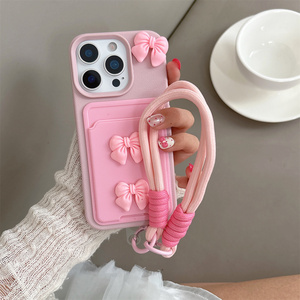 Fundas de Teléfono Modernas con Lazo <span class=keywords><strong>3D</strong></span> DIY y Cadena, Porta Tarjetas, Carcasa Trasera para <span class=keywords><strong>iPhone</strong></span> 16 Plus, 15, 17 Air, 18 Pro Max - Product Image 2