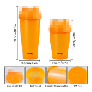 Bouteilles Shaker Protéinées de Sport Personnalisables avec Logo – 400ml et 600ml – Idéales pour Pré-Entraînement et <span class=keywords><strong>Whey</strong></span> – Meilleures Ventes - Product Image 5