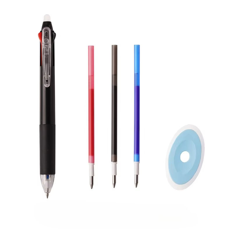 C  black rod 1 pen + 3 refills in 3 colors + 1 eraser
