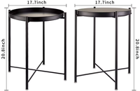Mobilier de maison moderne Table basse pliable ronde avec plateau en métal et côté amovible, élégante et pratique