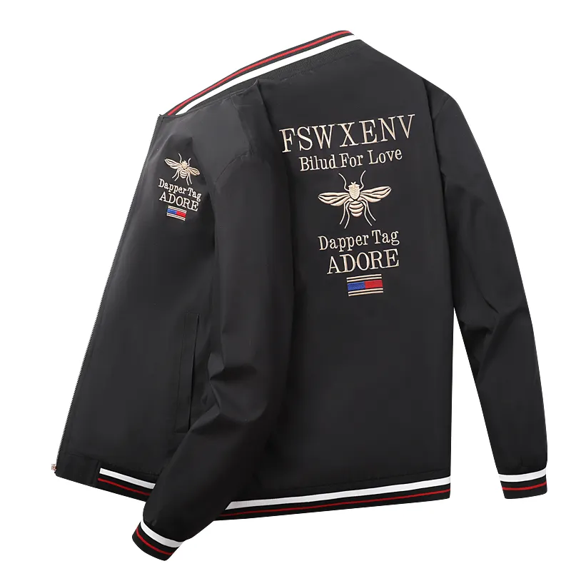 Wholesale fashionable applique embroidery jacket letterman hip hop coat stylish men's cotton sport motorcycle riding jacket
