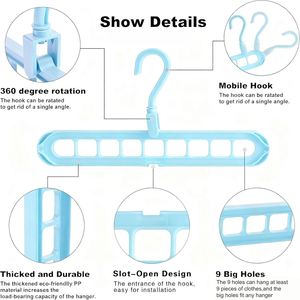 9 Holes Plastic Folding Durable Single Tier Wall Mounted Closet Organizer Wardrobe Storage <b>Clothes</b> <b>Rack</b> - Product Image 3