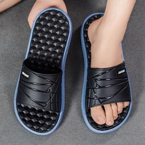 Sandales à plateforme épaisses bicolores jaune kaki avec semelle intérieure massante en nid d'abeille, pantoufles d'intérieur souples en EVA - Product Image 4