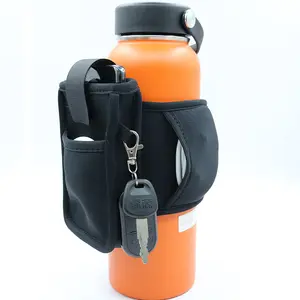 Factory Custom Logo Non-slip Gym Fitness Accessory Zipper Pockets Neoprene Magnetic Water Bottle Holder Pouch for Phone