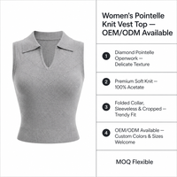 Haut en tricot personnalisé avec logo pour femme, sans manches, col en V, couleur unie, décontracté, mode été-printemps, en acétate doux, usine OEM & ODM